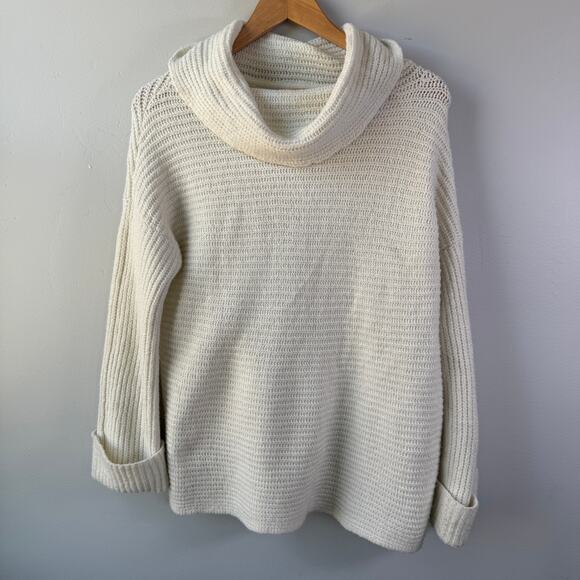 NWT Pilcro Ivory Cream Cowl Neck Cuffed Sleeve Knit Sweater XS Petite Lagenlook - Picture 1 of 12